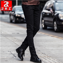 男式加厚休闲裤韩版时尚格子男士直筒纯棉弹力休闲裤男装批发