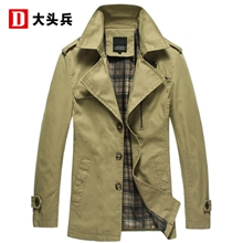 男士风衣中长款外套西装领秋冬男装批发修身纯棉水洗夹克男