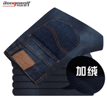邦格狼男装秋冬新品男式牛仔裤8107款加绒加厚男长裤一件代发