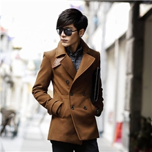 2013男士双排扣中长款羊毛呢子大衣呢大衣男毛呢外套实体批发