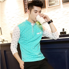 2013秋冬新款HFY2013738韩版休闲长袖T恤男士修身拼接T恤