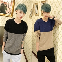 2013秋冬装新款拼色撞色热卖时尚圆领男士毛衣针织衫