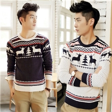 2013林弯弯毛衣秋冬装男装羊毛衫韩版毛衫外套个性小鹿提花套头