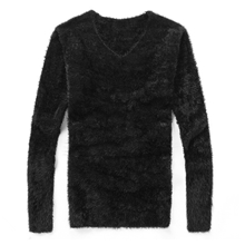 美邦纯马海毛打底衫2013秋冬新款针织衫男士毛衫V领长袖
