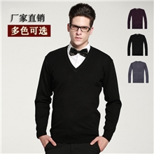 新款热销秋冬男装大V领男式羊毛衫纯色休闲商务男毛衣厂家直销