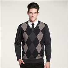 男装时尚秋装100%纯羊毛男士羊毛衫V领毛衣