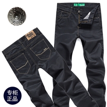 男装森马黑色牛仔裤男式休闲直筒sen马牛仔长裤男批发代理W126
