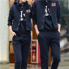 韩版新款男女卫衣三件套加绒加厚运动服全棉情侣装运动套装8050