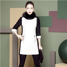 韩国代购2013新款韩版修身显瘦连衣裙女式毛呢连衣裙子