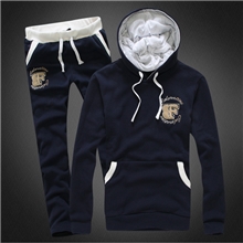 2013秋冬新款植绒刺绣连帽运动套装男装潮款加绒保暖运动服