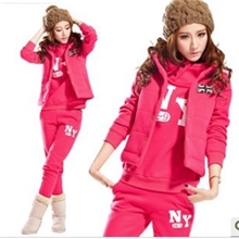 冬装新款大码卫衣三件套加厚加绒卫衣套装女卫衣三件套新1331