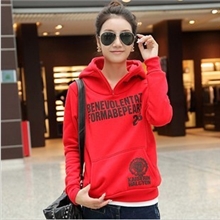 2013秋冬新款字母印花连帽长袖套头抓绒衫卫衣外套女装韩版潮