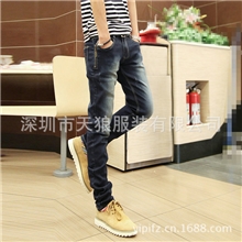侧拉链装饰牛仔裤男修身韩版潮弹力小脚裤铅笔裤一件代发207