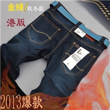 秋冬新款金线LEE韩版直筒修身男式牛仔裤男批发男士大码加厚裤