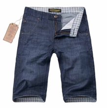 2013薄款韩版男式牛仔裤修身磨白花格子5五分中裤牛仔短裤男批发