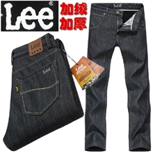 Lee冬款男士牛仔裤加绒加厚牛仔裤男厂家直销直筒修身牛仔裤男