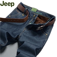 afsJeep加绒加厚保暖男式牛仔裤韩版直筒加肥加大码男裤子D8018
