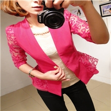 2013热销韩版爆款女W171甜美蕾丝收腰欧根纱雪纺下摆小西装小外套