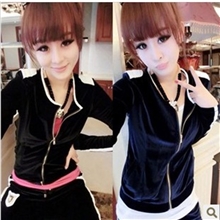 2013秋韩版天鹅绒运动套装女金丝绒卫衣套装休闲运动服批发