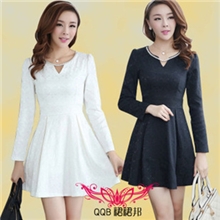 2013秋冬季新款批发韩版女装时尚V领镶钻显瘦修身打底长袖连衣裙