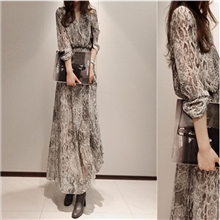 2013秋款波西米亚连衣裙秋装韩版女装大码蛇纹雪纺印花长裙批发