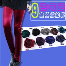 秋冬新款韩国进口加厚弹力韩版显瘦爆款金丝绒九分打底裤