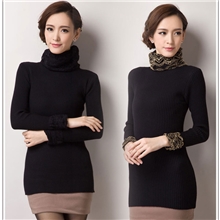 2013秋冬蕾丝高领保暖针织羊毛衫新款女装韩版打底衫短款毛衣