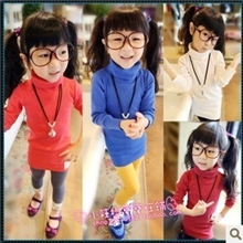 时尚小衣供应2013新款秋装女童螺纹高领包臀打底衫童装批发