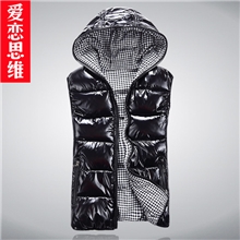 爱恋思维韩版时尚秋冬装双面穿羽绒棉亮面马甲女款AL7010