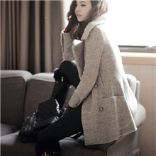 爱恋思维2013新款冬装加厚双排扣修身羊毛呢大衣外套女D8028