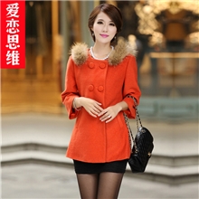 爱恋思维2013新款韩版斗篷外套冬羊毛呢毛呢大衣女D8017