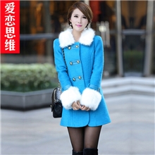 爱恋思维2013冬新款韩版中长款羊毛毛呢大衣外套女D8018
