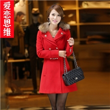 爱恋思维韩版妮子大衣2013新款羊毛毛呢大衣女外套冬D8021