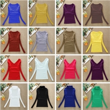 淘宝活动款春秋冬季新款女式圆领牛奶丝纯色长袖打底衫女T恤批发