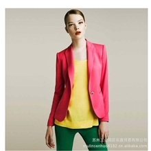 独家新增雪纺版一粒扣糖果色女式上装小西装女修身西服外套7574