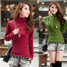 秋冬装新款韩版大码女装胖MM高领打底衫百搭女装代理一件代发