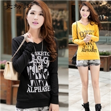 大码女装胖mm春装外套显瘦衣针织衫套头宽松V领卫衣女韩版