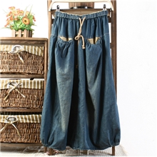 Q8722女装牛仔裙森女服装双大口袋小清新松紧高腰半身裙秋冬短裙