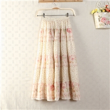 Q8912夏女装拼接日式文艺小清新碎花森女半身裙子全棉大摆长裙