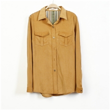 C8170新款女装秋冬韩版森系拼色翻领灯芯绒女式衬衫女长袖