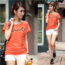 伊秀云6031#厂家2013夏装新款女装蝙蝠衫字母宽松短袖莱卡纯棉T恤
