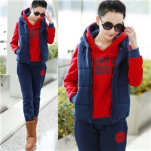 【伙拼】伊秀云三件套卫衣女秋冬加厚大码女韩版加绒套装6122