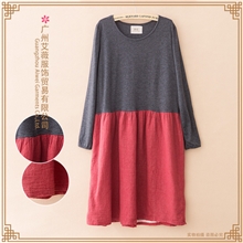 2013秋冬品牌森女装日系小清新棉麻女裙子森林系拼接连衣裙批发