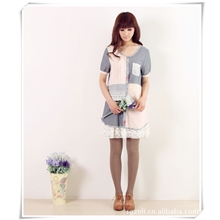 newsunny原单爆款小碎花包边棉麻拼接短袖衬衫裙棉麻宽松上衣