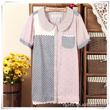 newsunny原单爆款日系拼接碎花娃娃领衬衫女女式衬衫批发