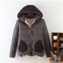 2013冬装新款小波点羽绒棉配色贴袋棉衣厂家直销