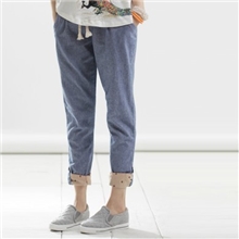 特批2013秋日单森女系文艺纯色亚麻显瘦直筒裤大码女款休闲七分裤