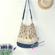 外贸清新森女森系小猫咪蕾丝花边布包日单田园单肩斜挎女士休闲包