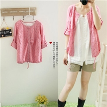 日本订单清新文艺小细格子可挽袖棉质开衫衬衫小衫