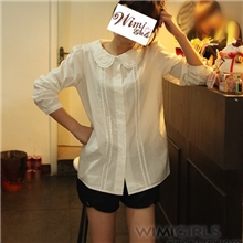 森林系清新文艺三层花边领白衬衫